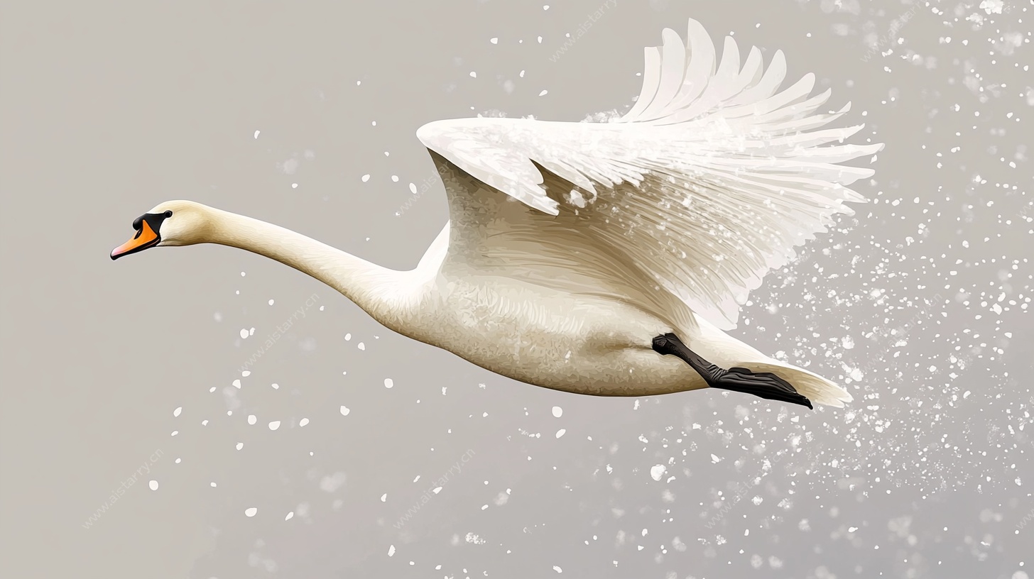 天鹅展翅高飞瞬间