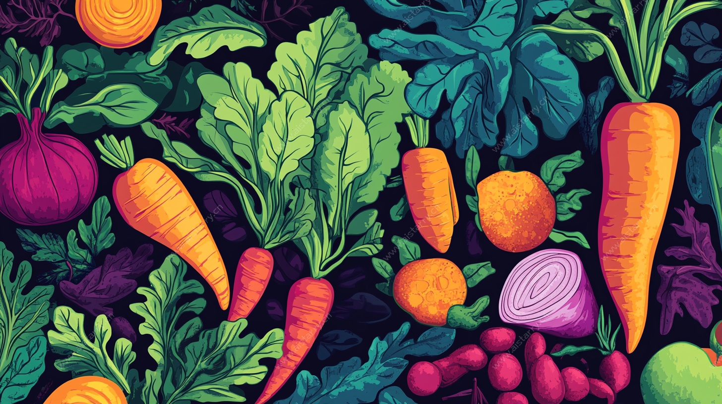 多彩蔬菜插画图案
