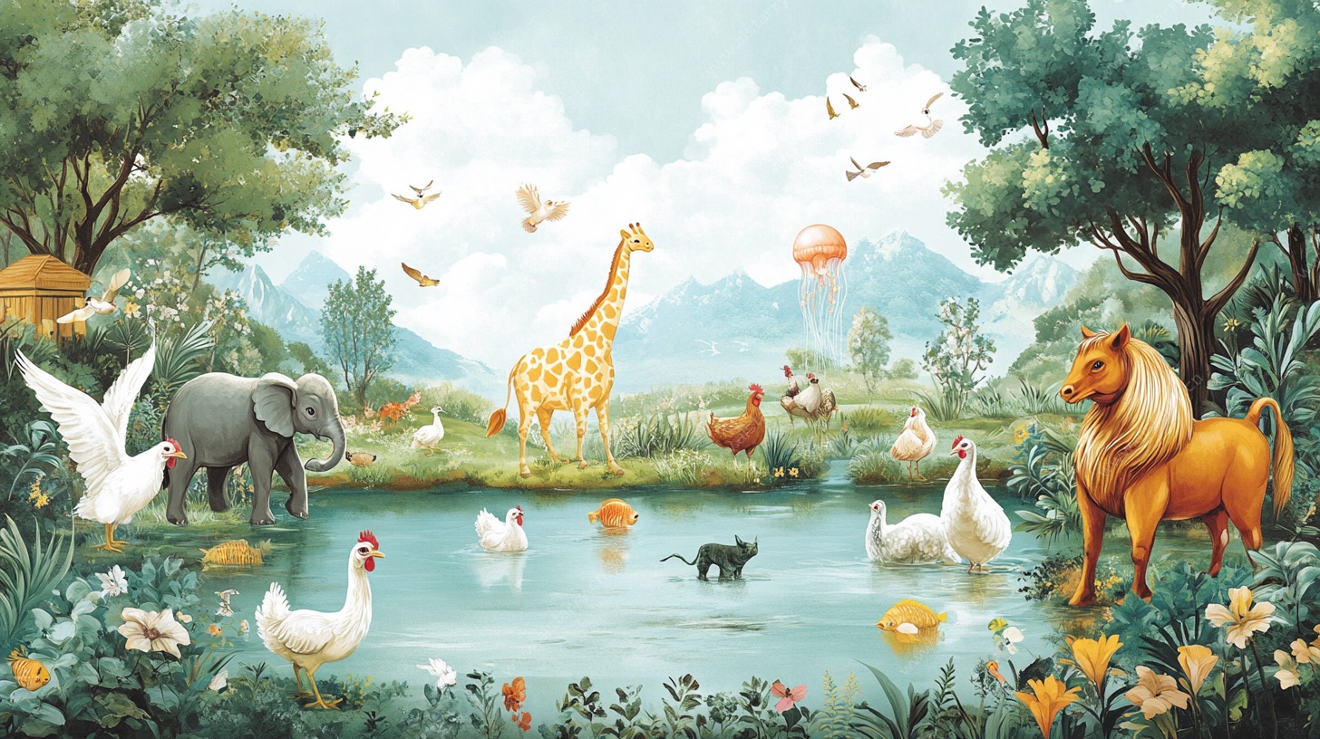 动物乐园的奇幻自然景象