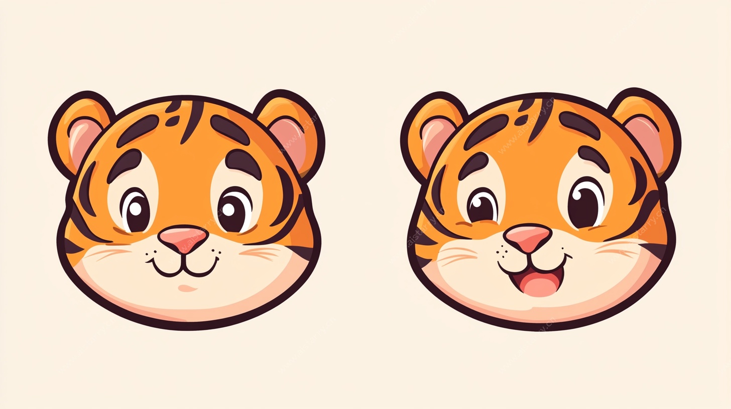 可爱双生老虎卡通头像