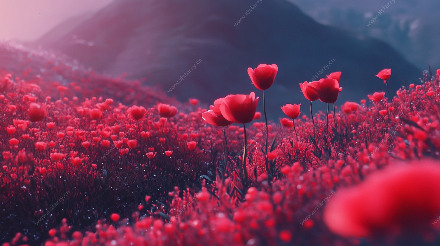 红色花海 山间艳丽景致