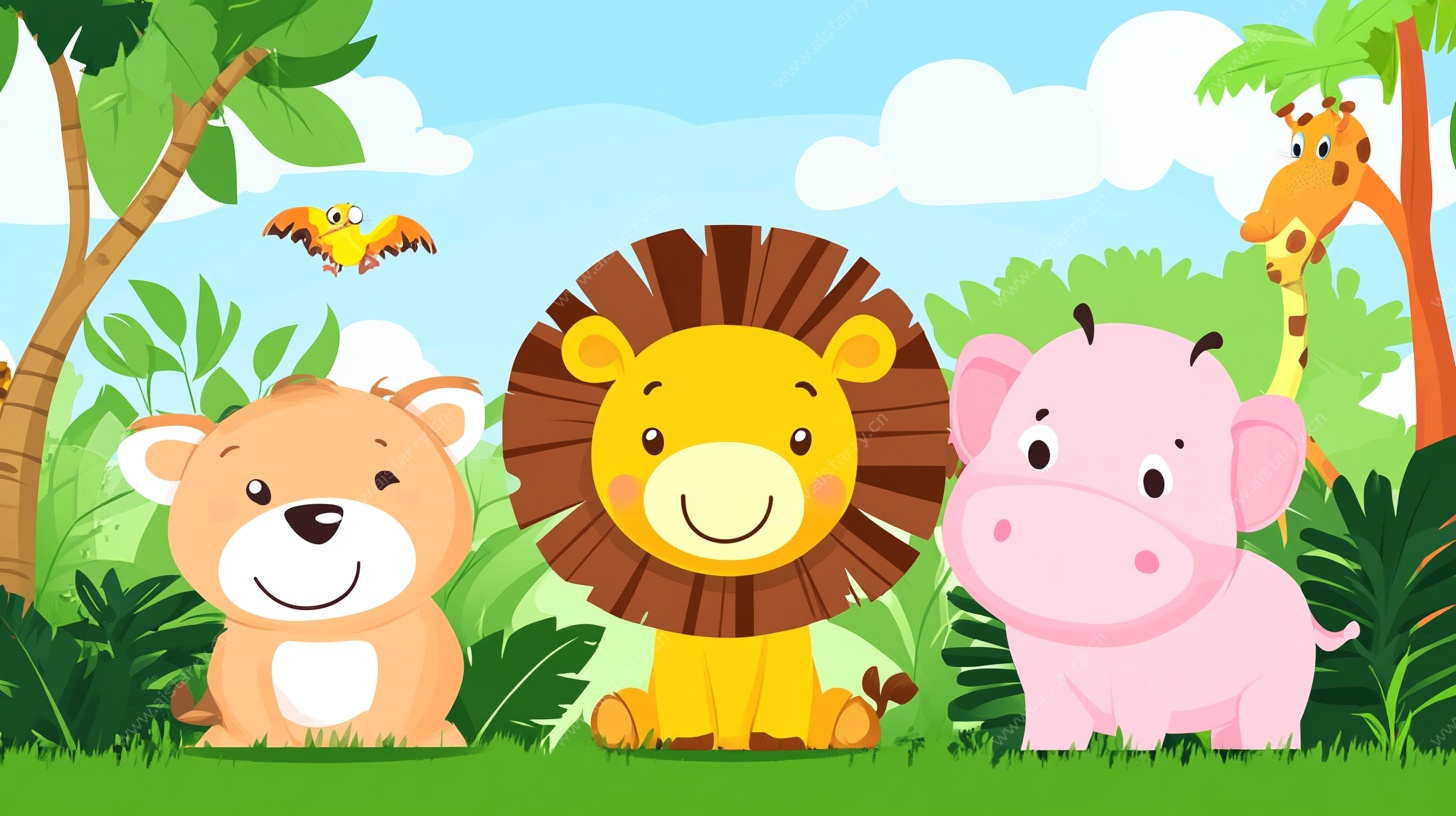 森林中的可爱动物伙伴