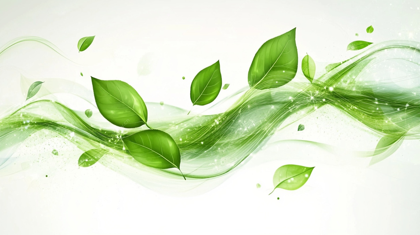 飘动绿叶的清新自然背景