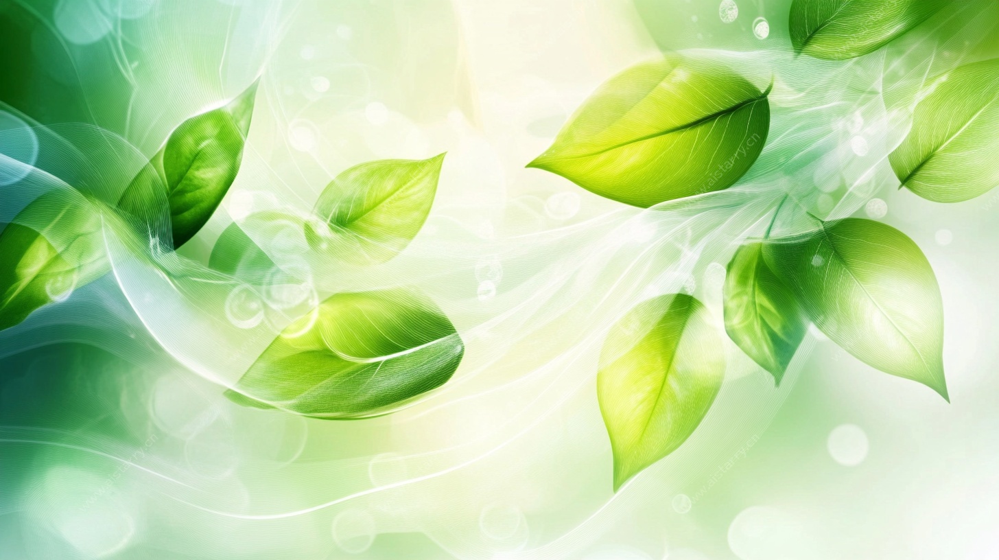 清新绿叶梦幻背景图