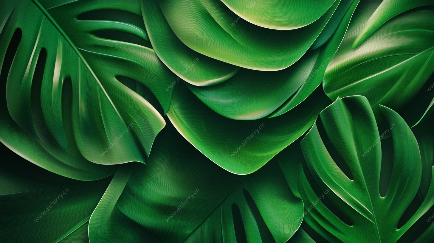 热带龟背竹叶背景图