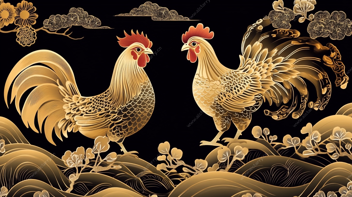 双金鸡祥瑞图