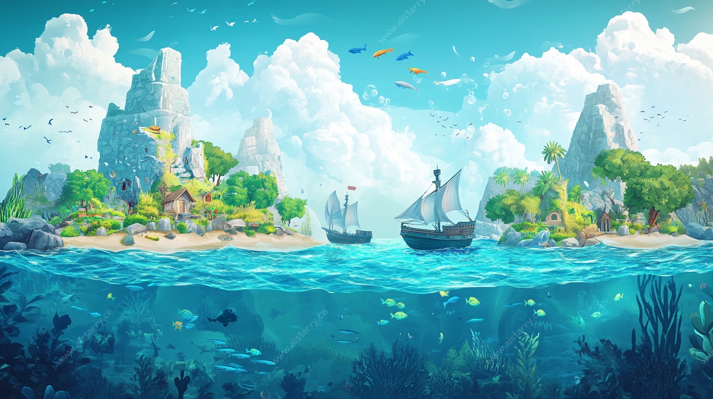 梦幻海岛海洋奇幻风景图