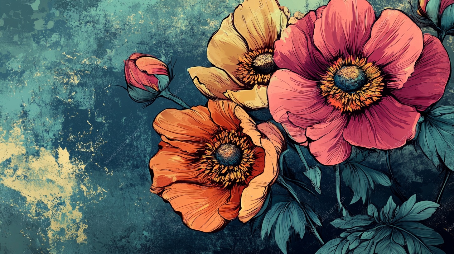 复古风花卉插画