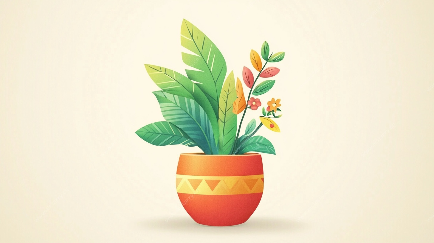 插画盆栽植物