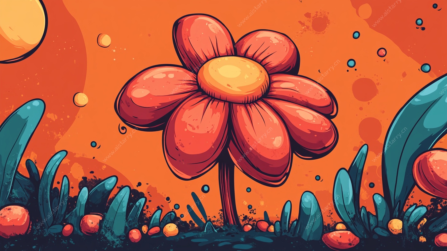 卡通风格鲜艳花朵插画