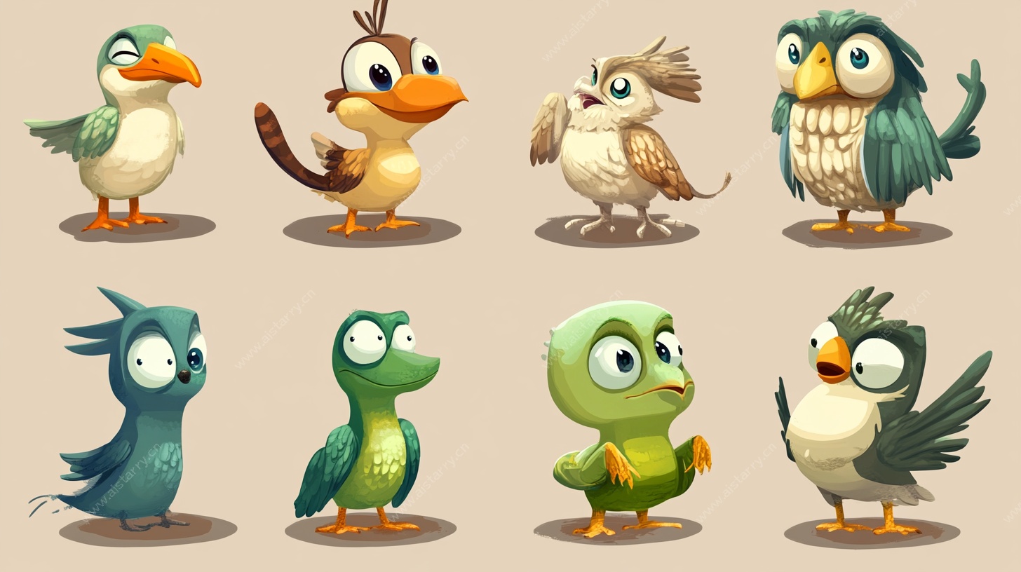 可爱卡通鸟类集合