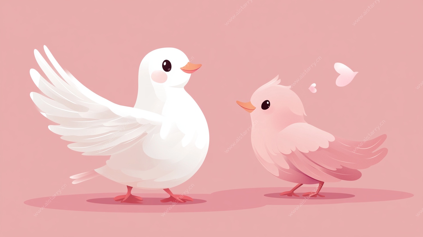 甜蜜小鸟情侣插画