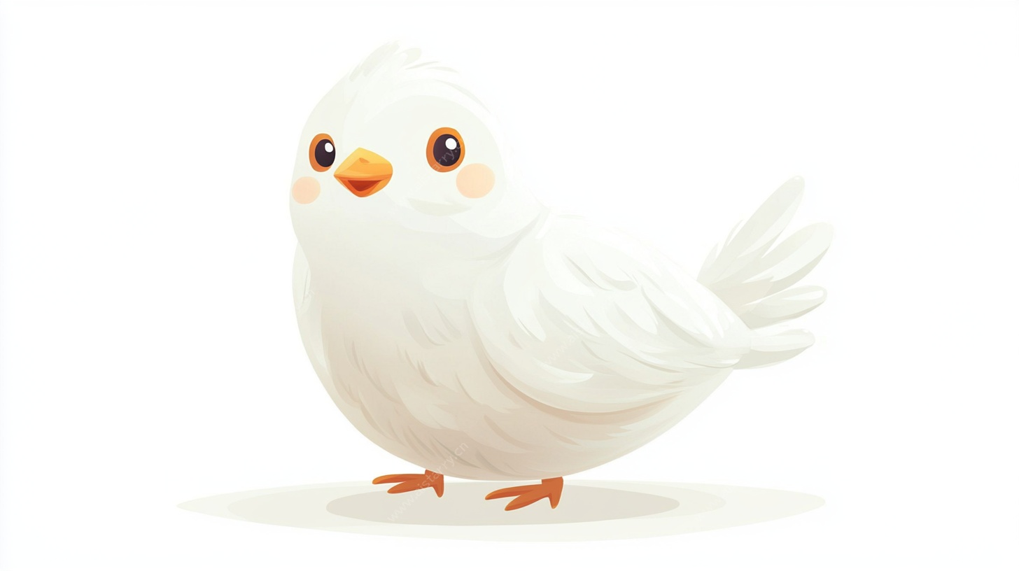 可爱小白鸟插画