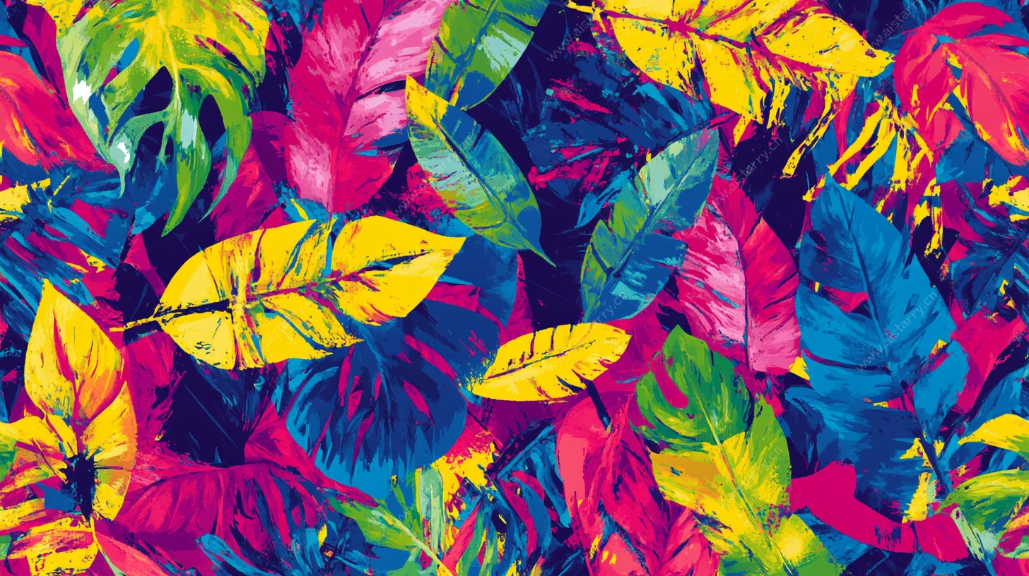 热带多彩叶片图案