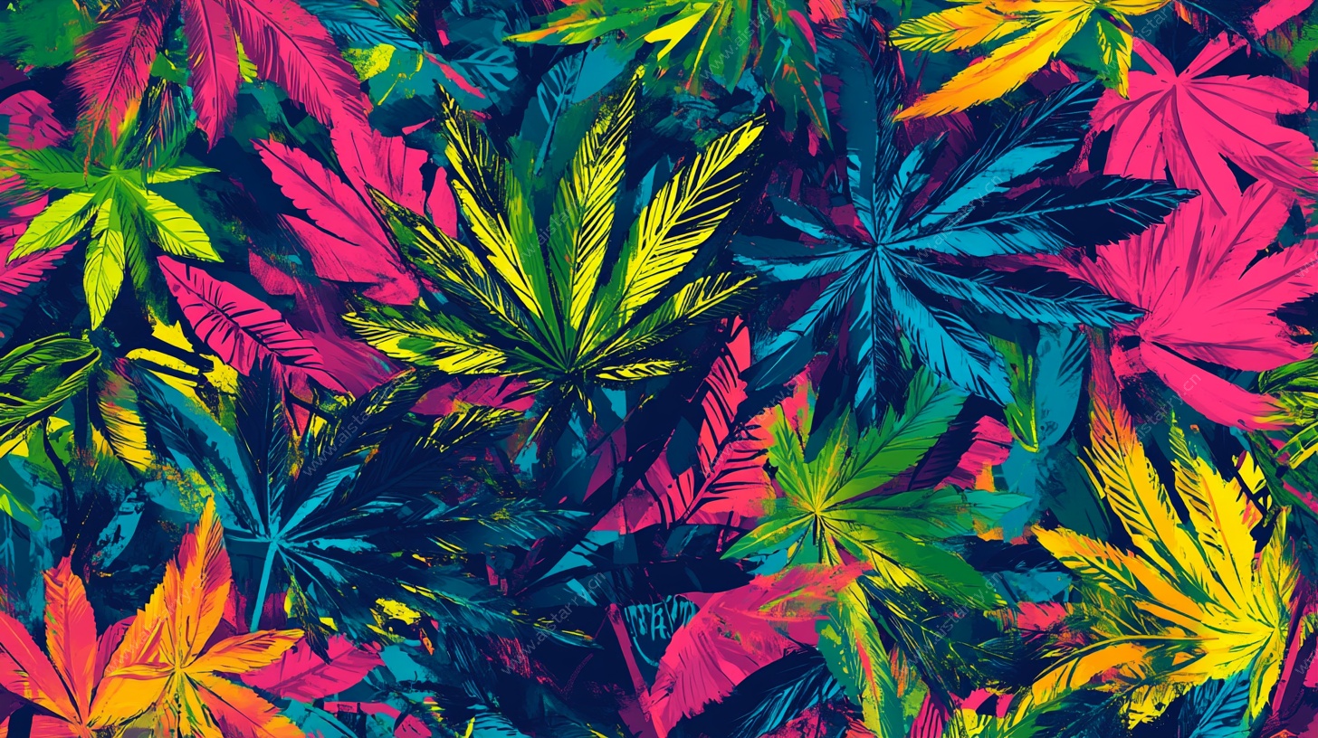 多彩大麻叶图案背景