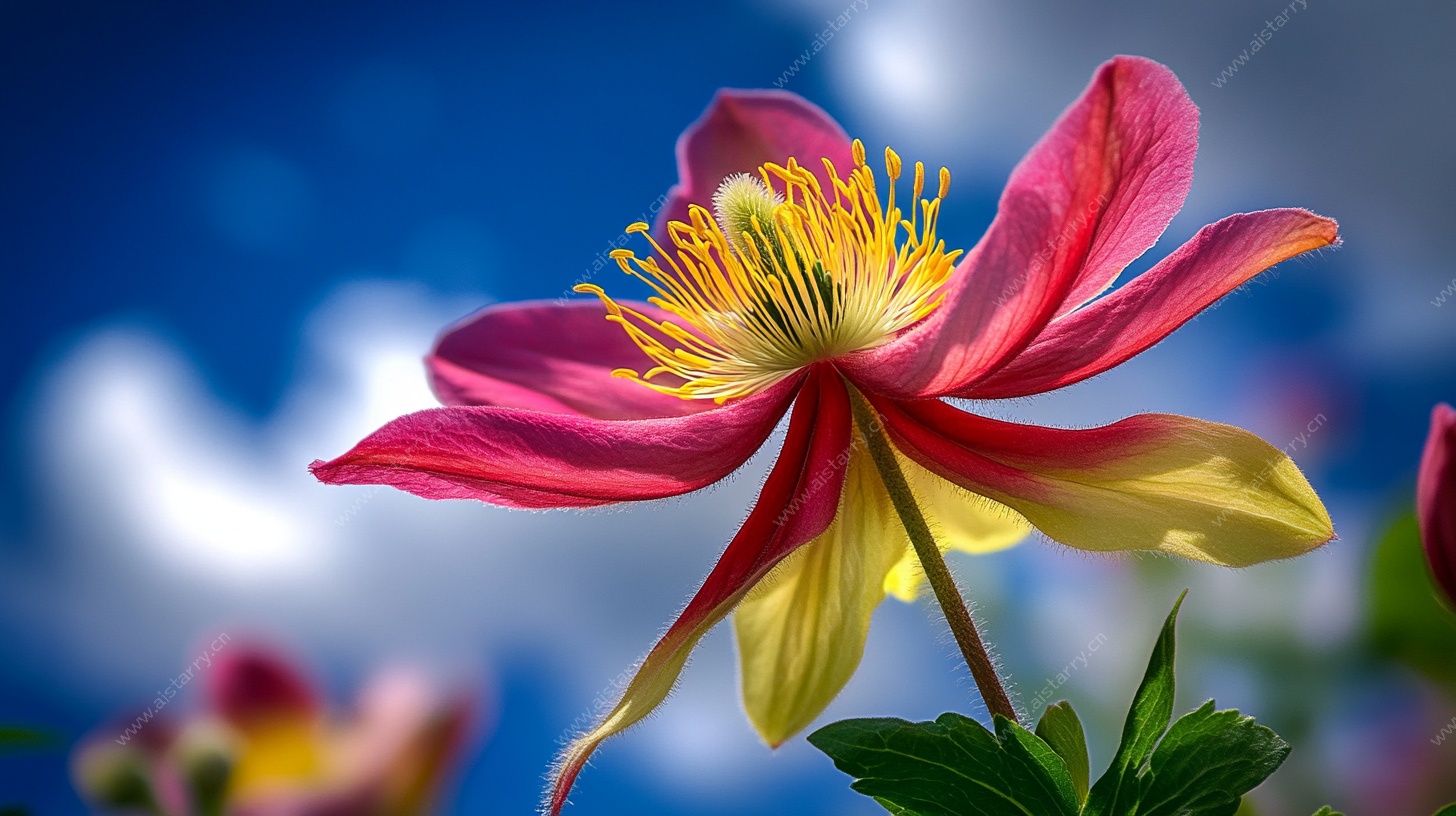 艳丽多彩花 绽放蓝天间