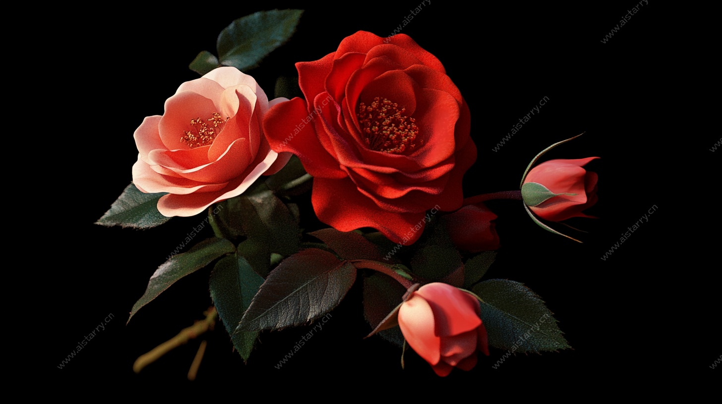 娇艳双生玫瑰图