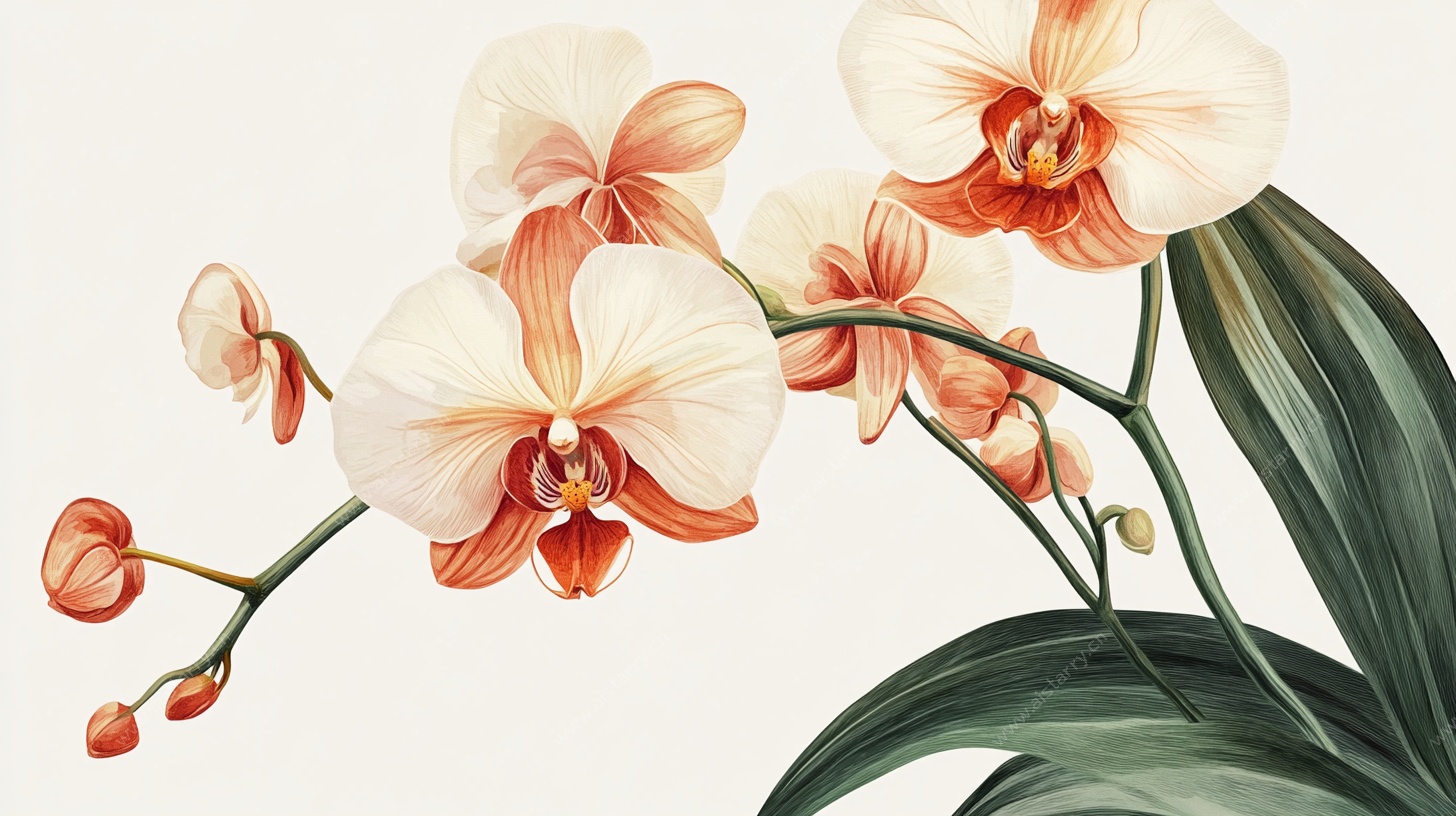 优雅绽放的橙色系蝴蝶兰