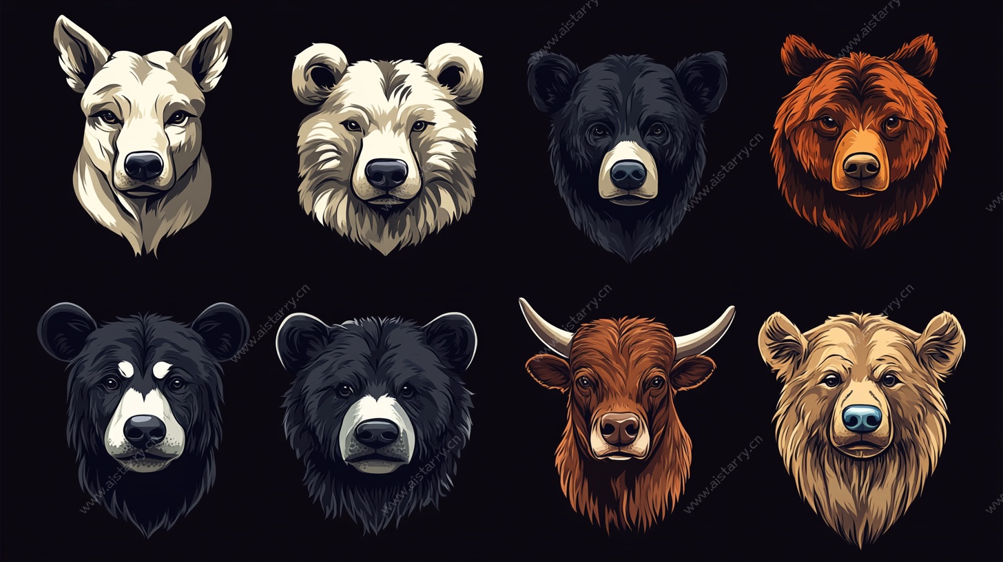 动物头像插画集合