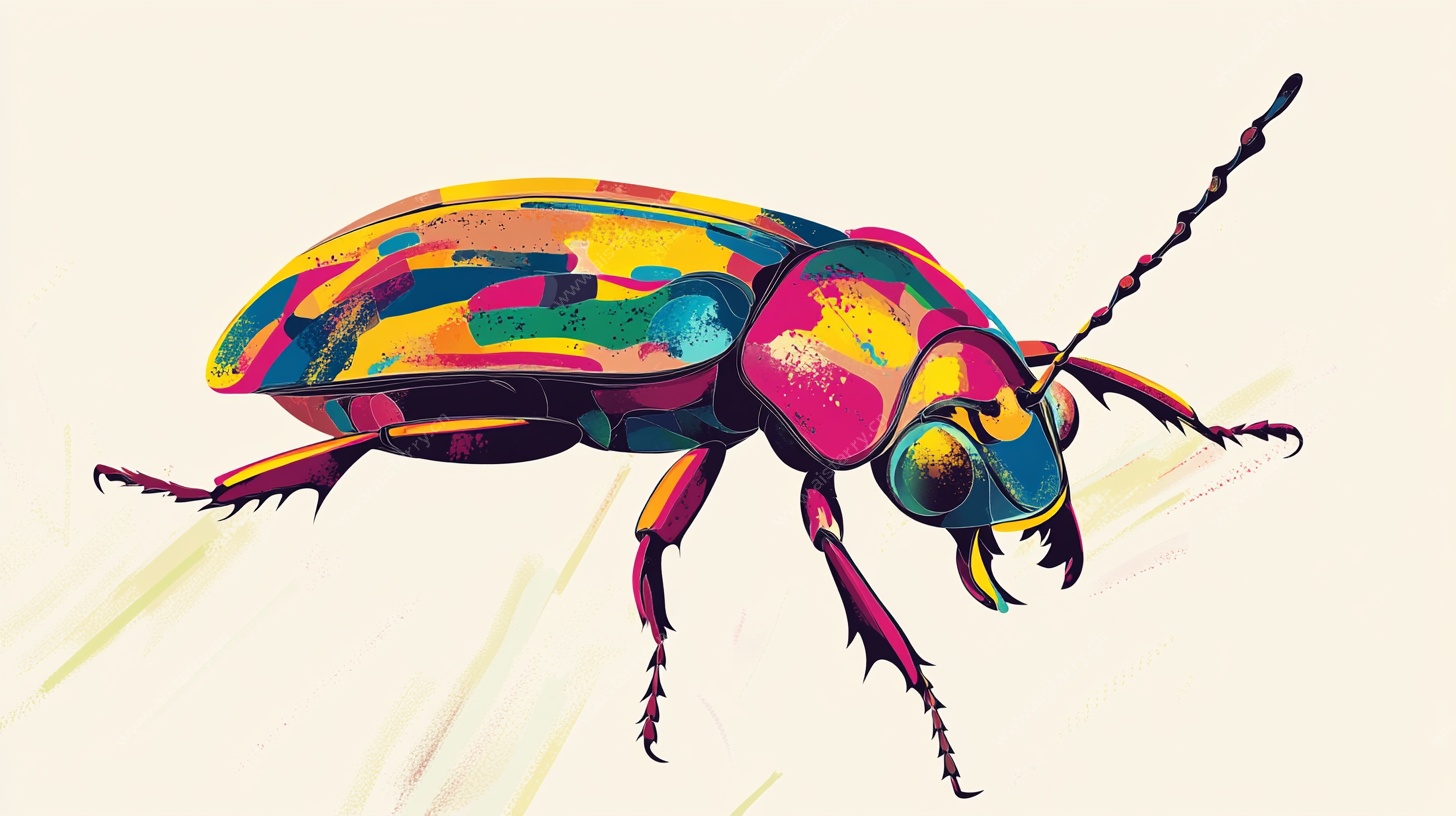 彩色甲虫插画