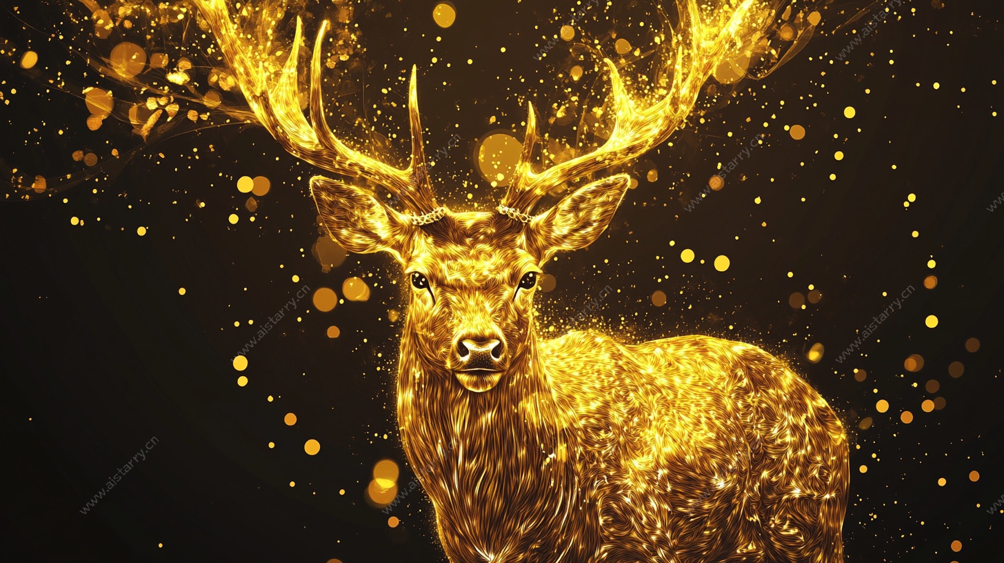 金色闪耀麋鹿梦幻图像