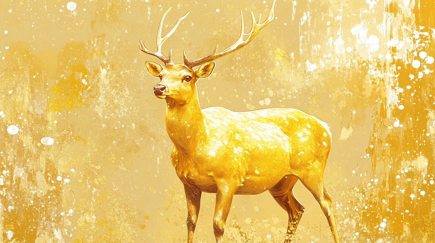 金色麋鹿艺术插画