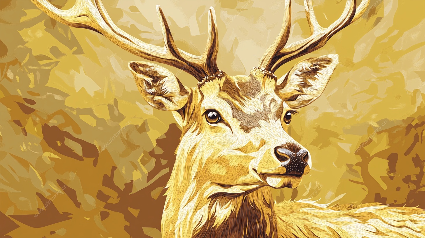 金色雄鹿插画