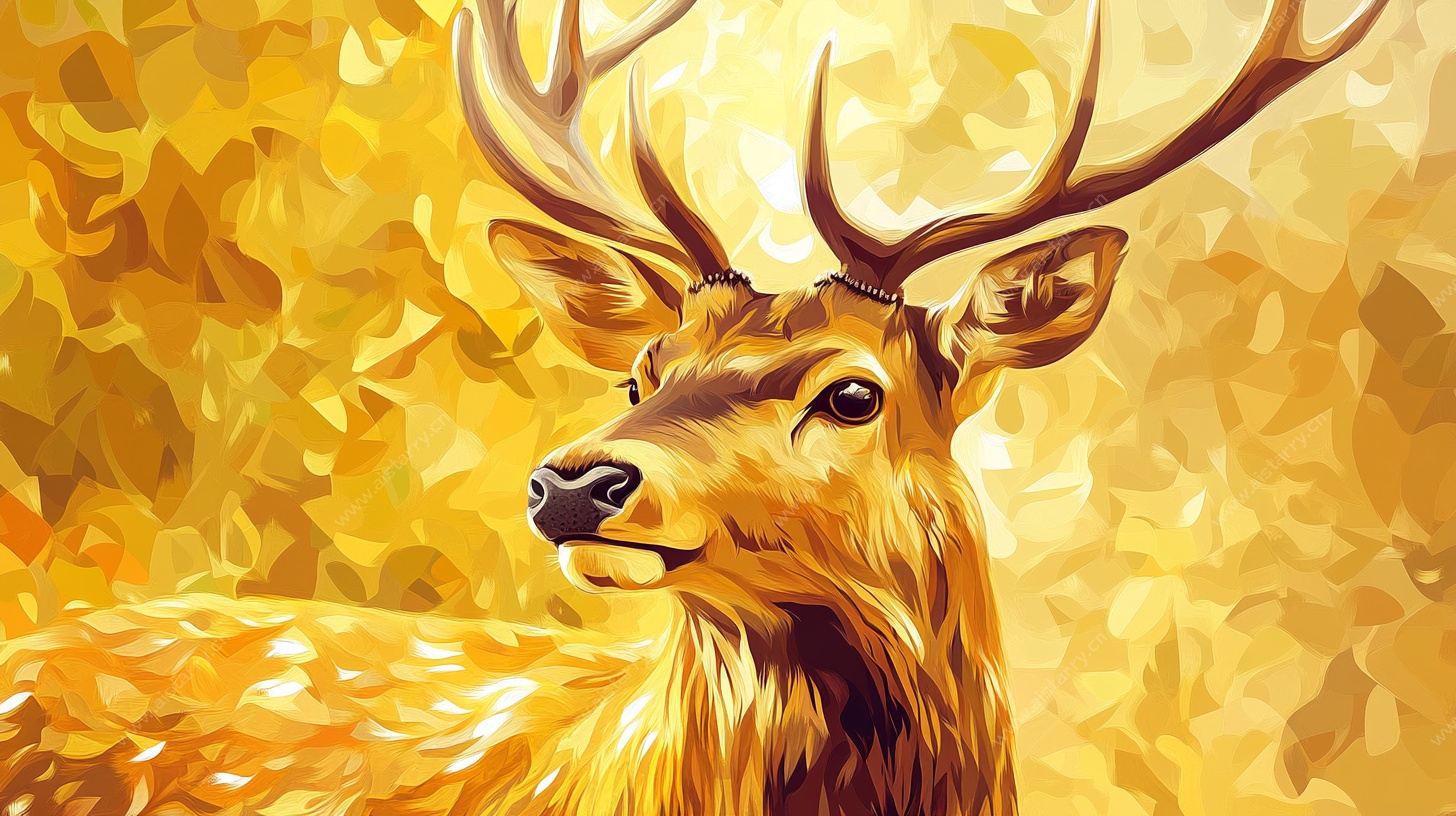 金色麋鹿艺术插画