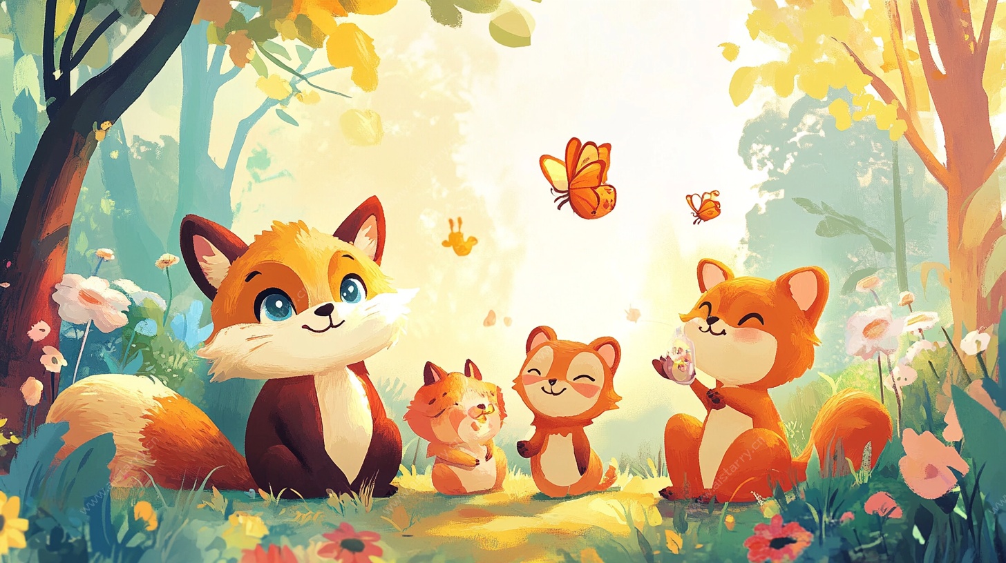 森林中的狐狸一家