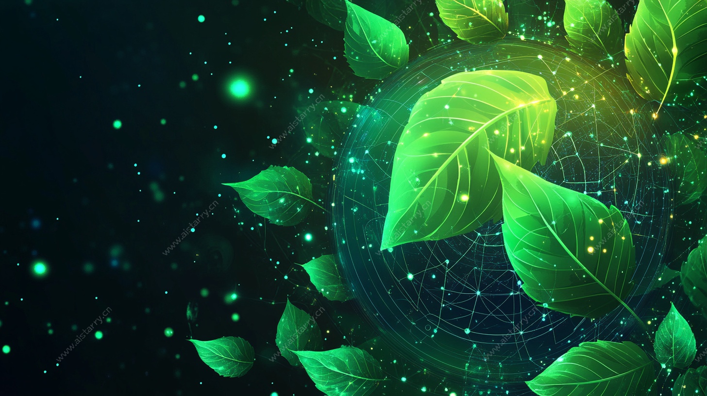 梦幻绿叶科技风背景图