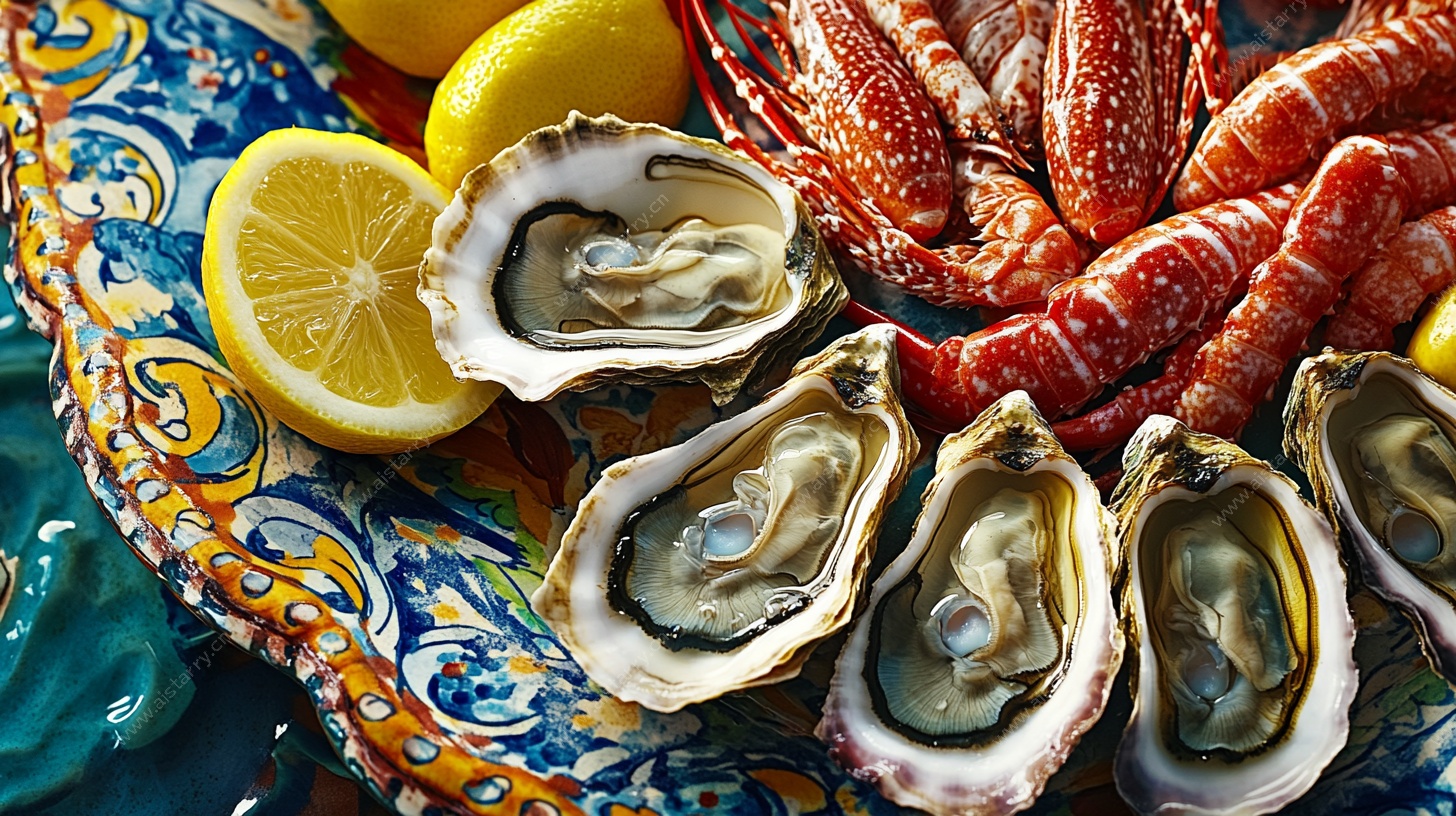 海鲜拼盘 生蚝与龙虾