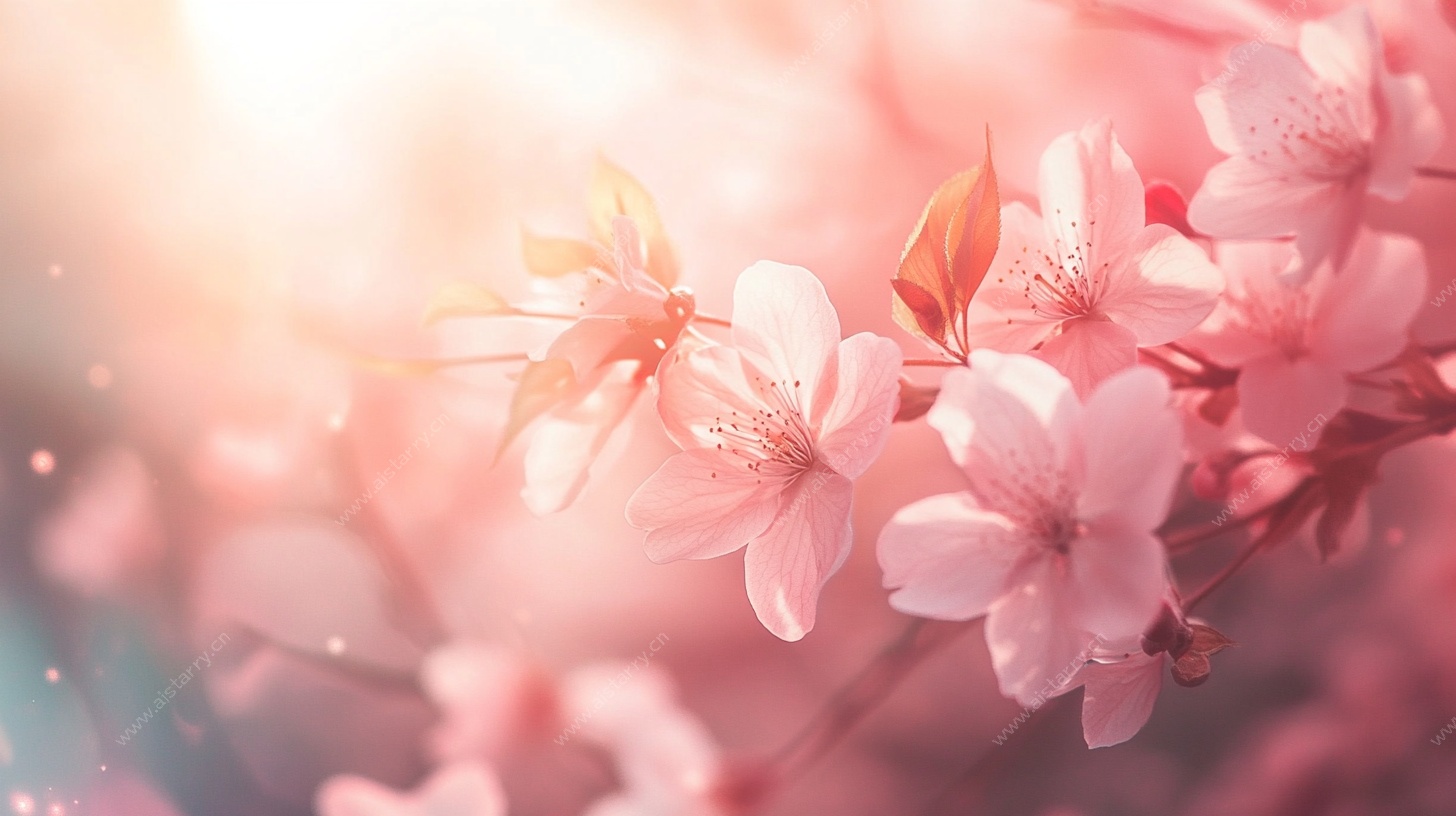 梦幻粉色樱花特写