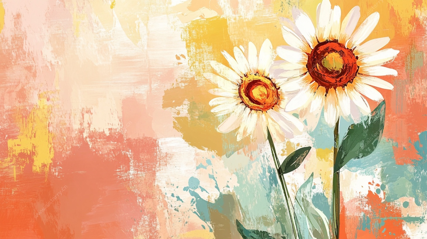 抽象风雏菊艺术插画