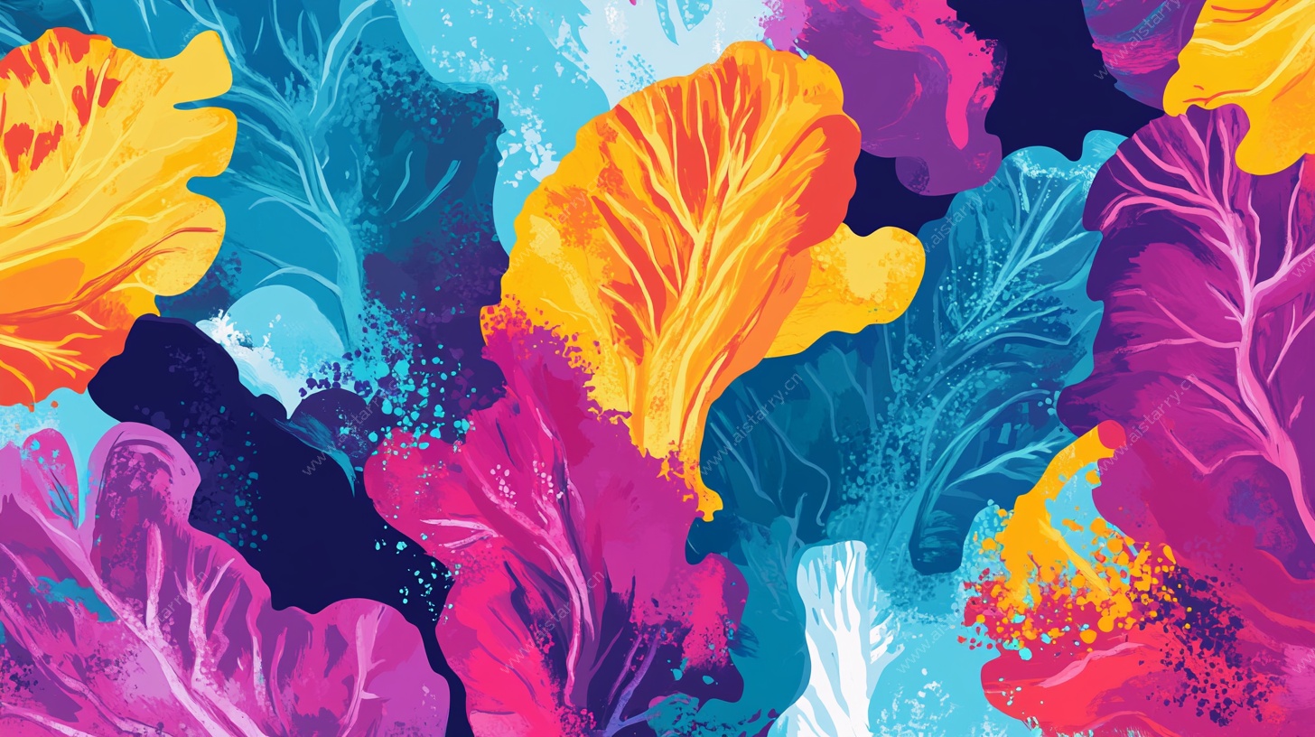 多彩梦幻植物图案背景