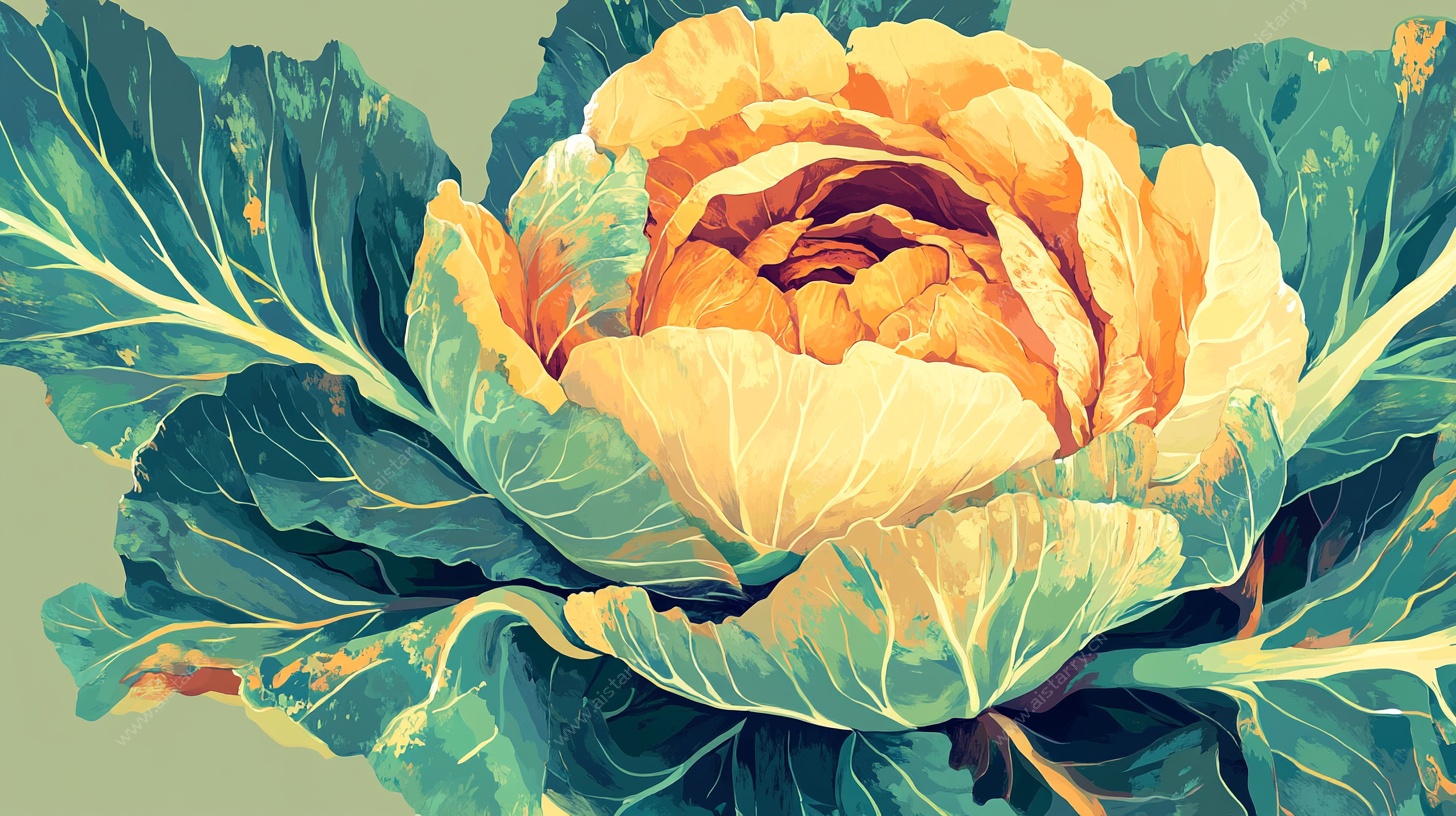 复古风卷心菜插画