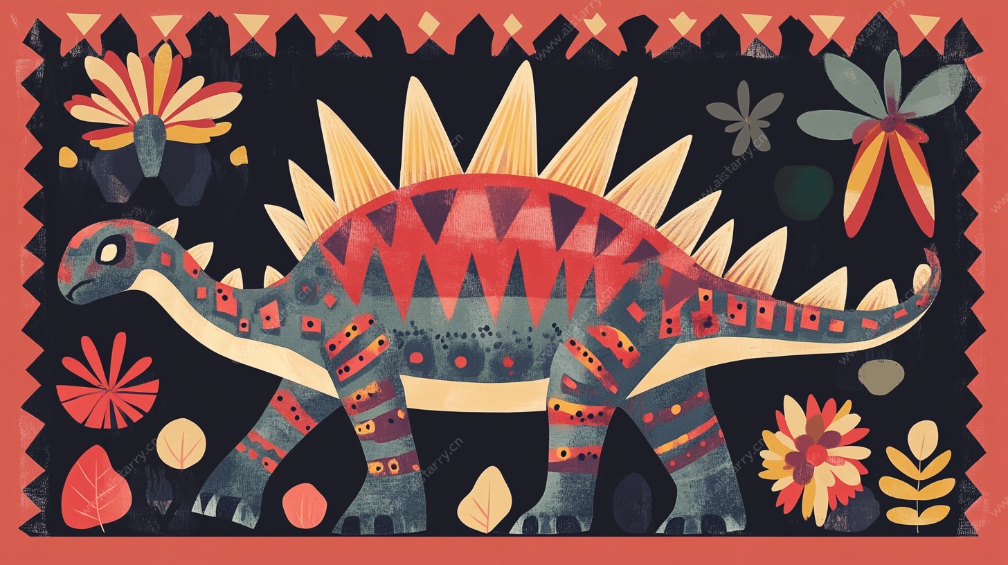 复古风恐龙图案装饰画