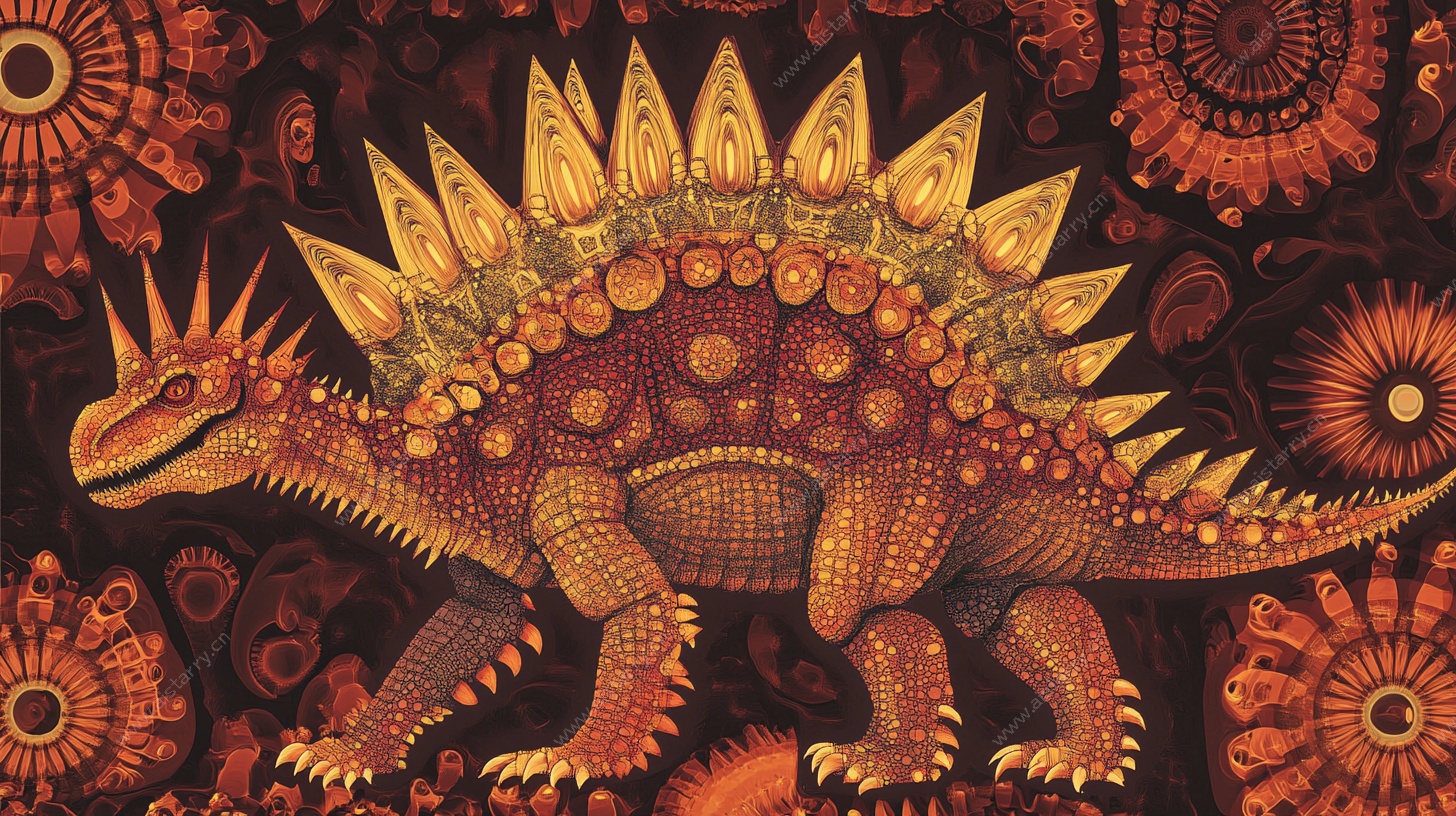 复古风甲龙插画艺术图