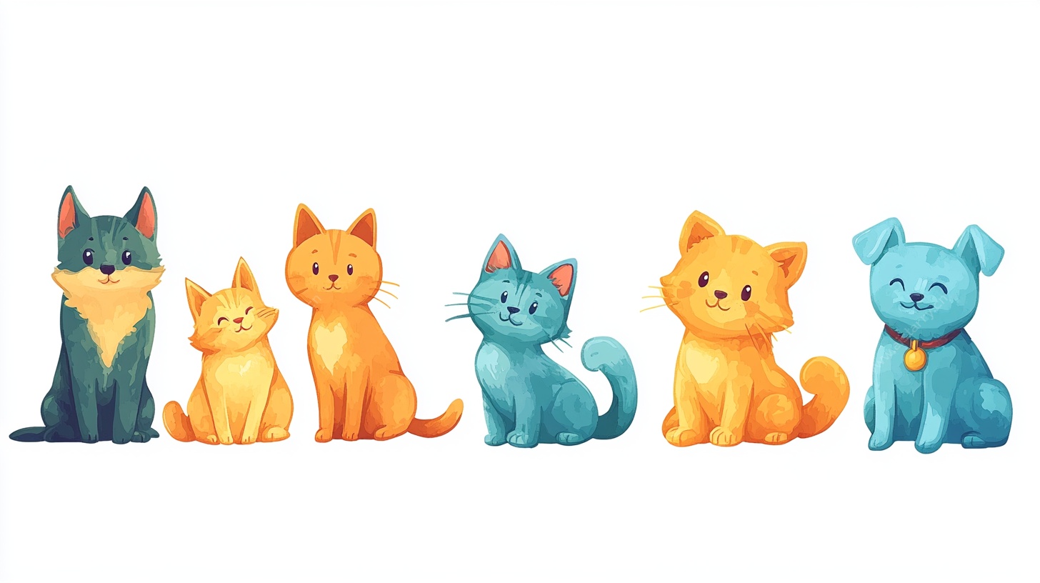 可爱猫咪小狗插画集合