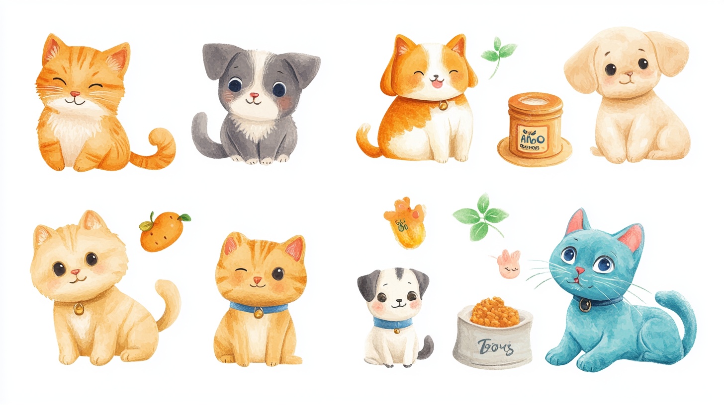 可爱猫狗萌宠插画集合