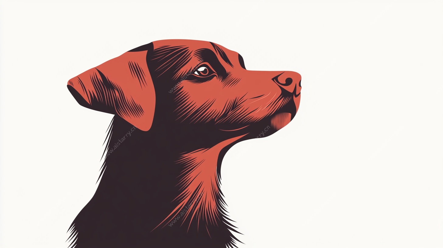 红色狗狗侧颜插画