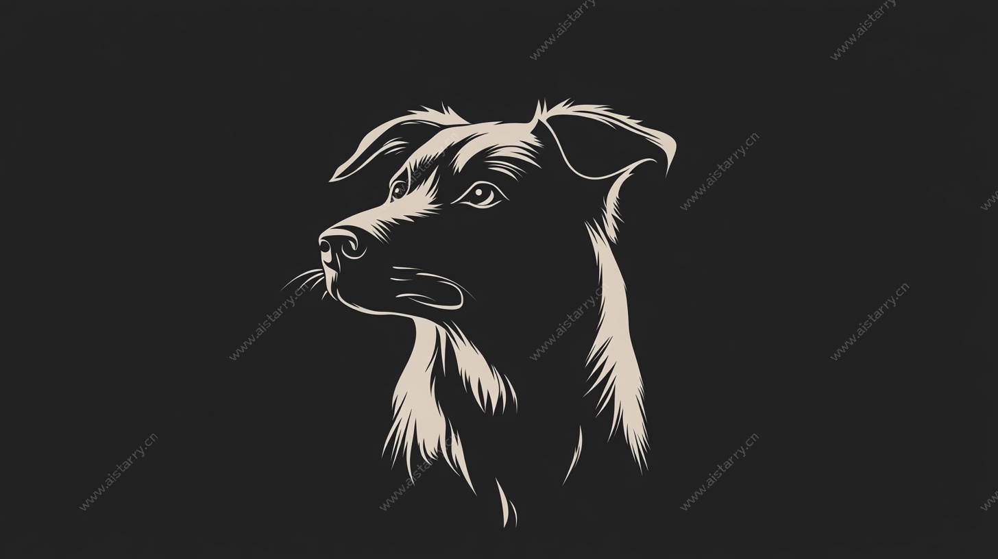 简约风格狗头部轮廓图