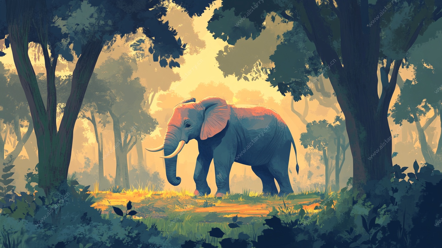 森林中的大象漫步