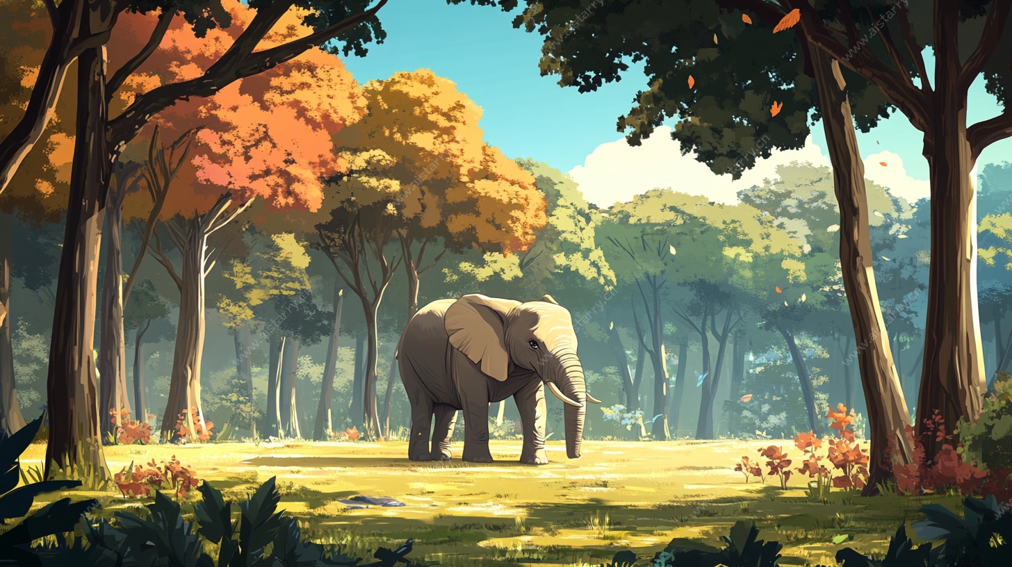 森林中的大象漫步