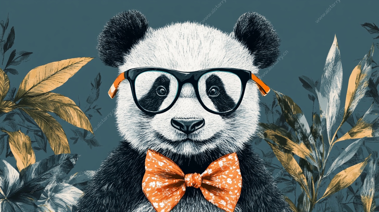 时尚熊猫插画