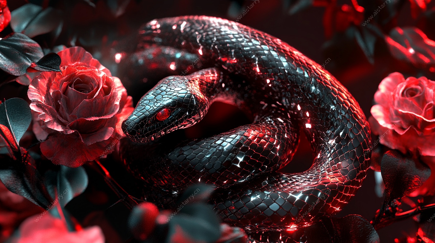 玫瑰丛中的神秘黑蛇