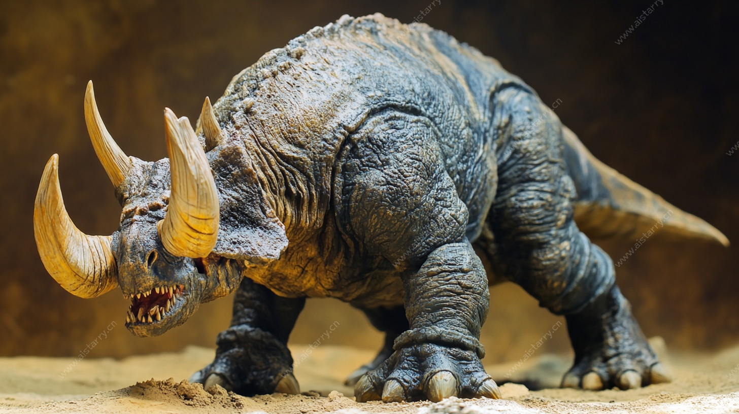 史前巨角恐龙模型