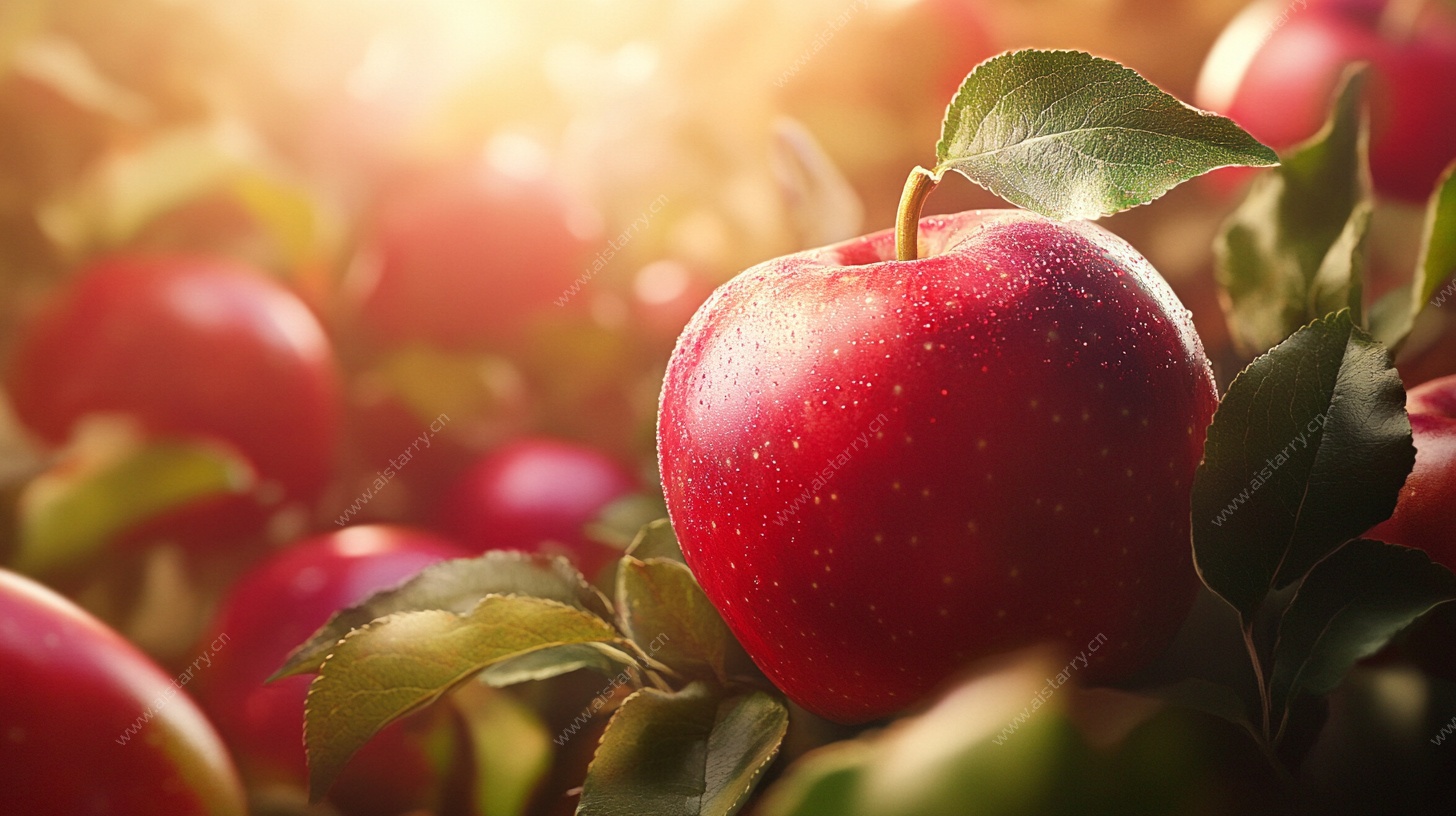 阳光下的红苹果