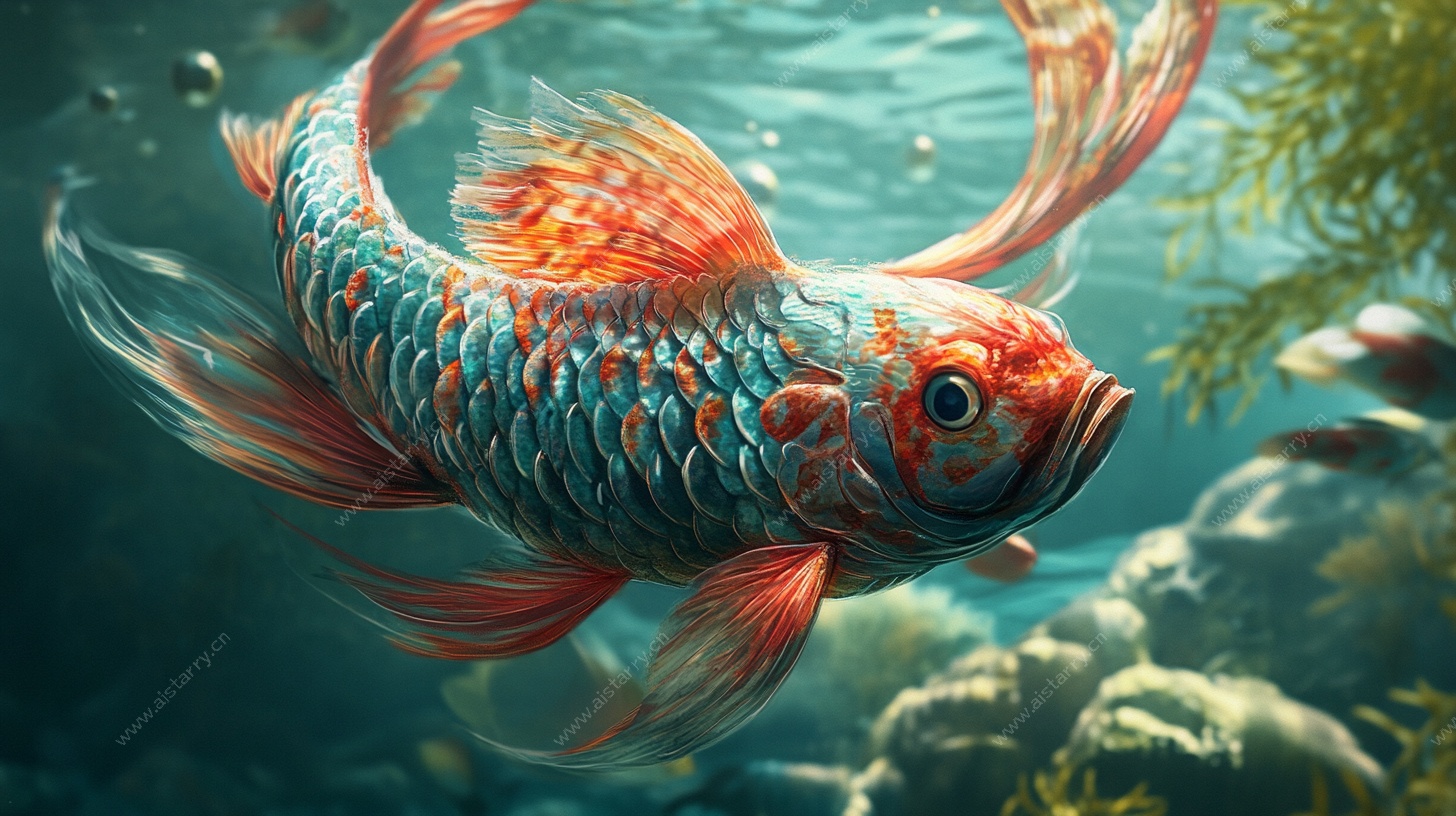 奇幻锦鲤畅游水底世界