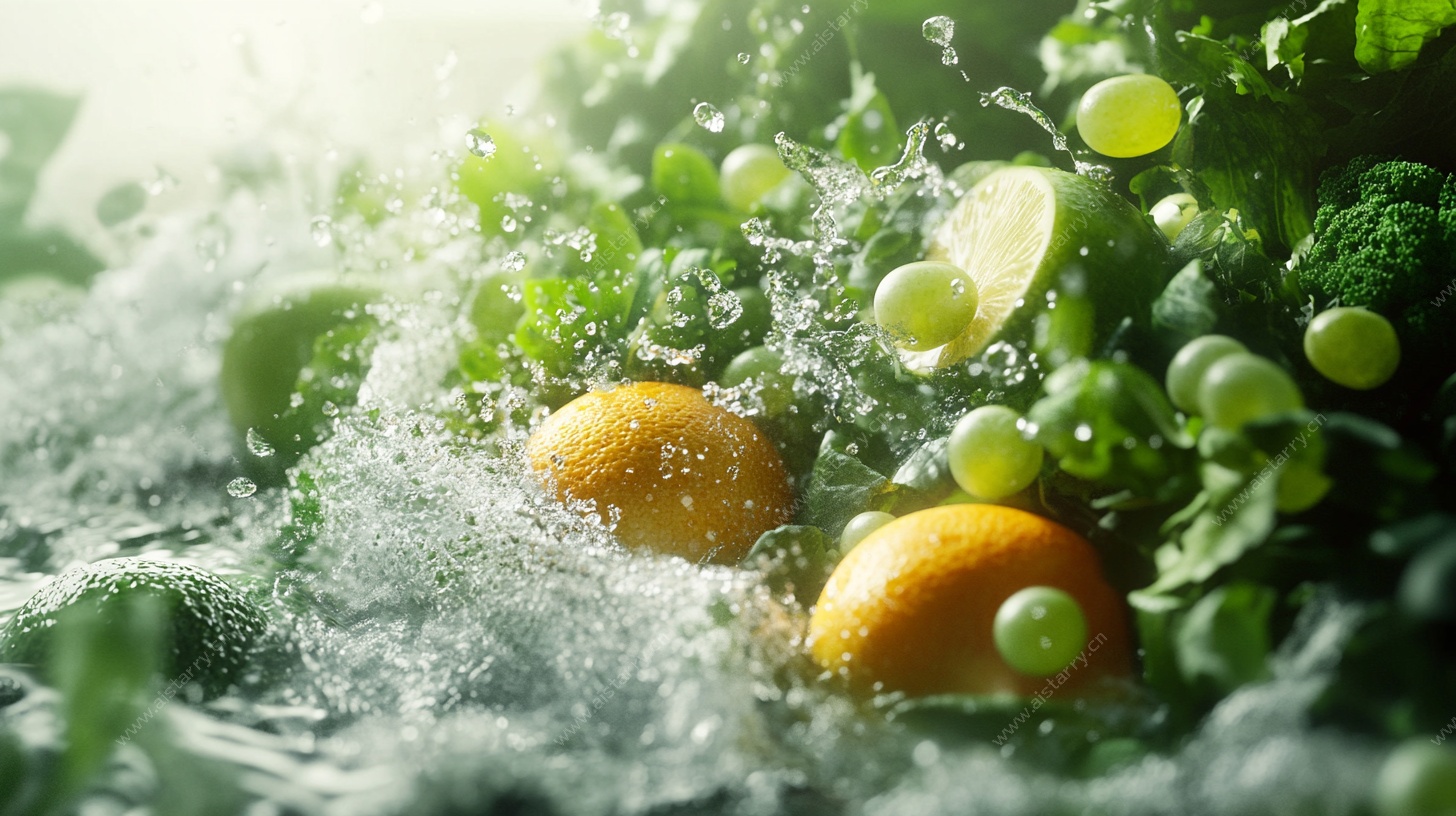 水果入水瞬间水花飞溅