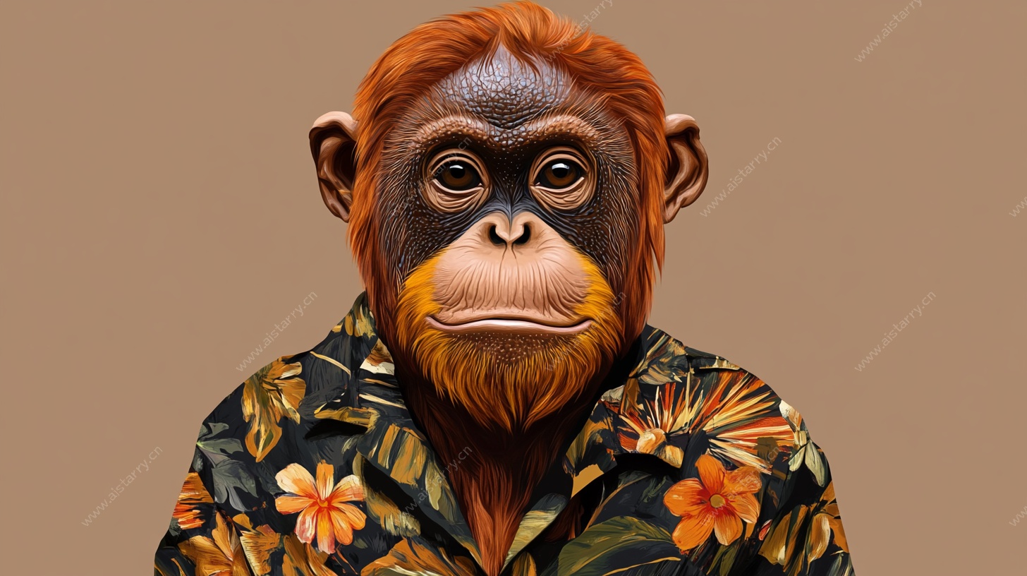 穿花衬衫的猩猩肖像